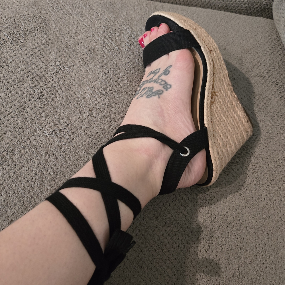 Black Strappy Wedge Sandals